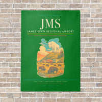 Thumbnail for Jamestown Regional Airport JMS vertical canvas print - no frame - green background