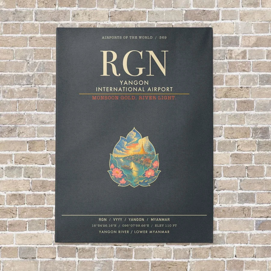 Yangon International Airport RGN - Canvas Framed - Gray