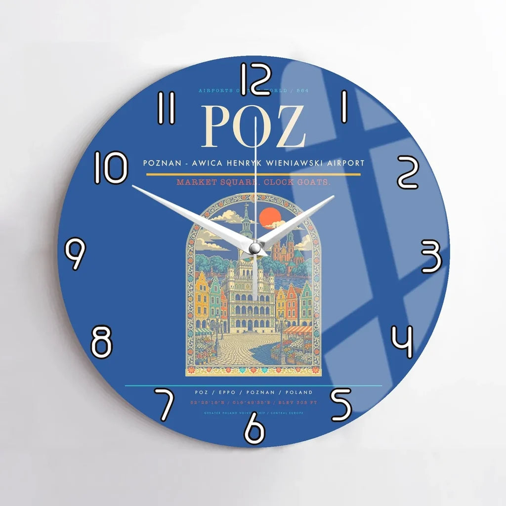 Poznan - awica Henryk Wieniawski Airport POZ Wall-Clock No-Frame - Blue