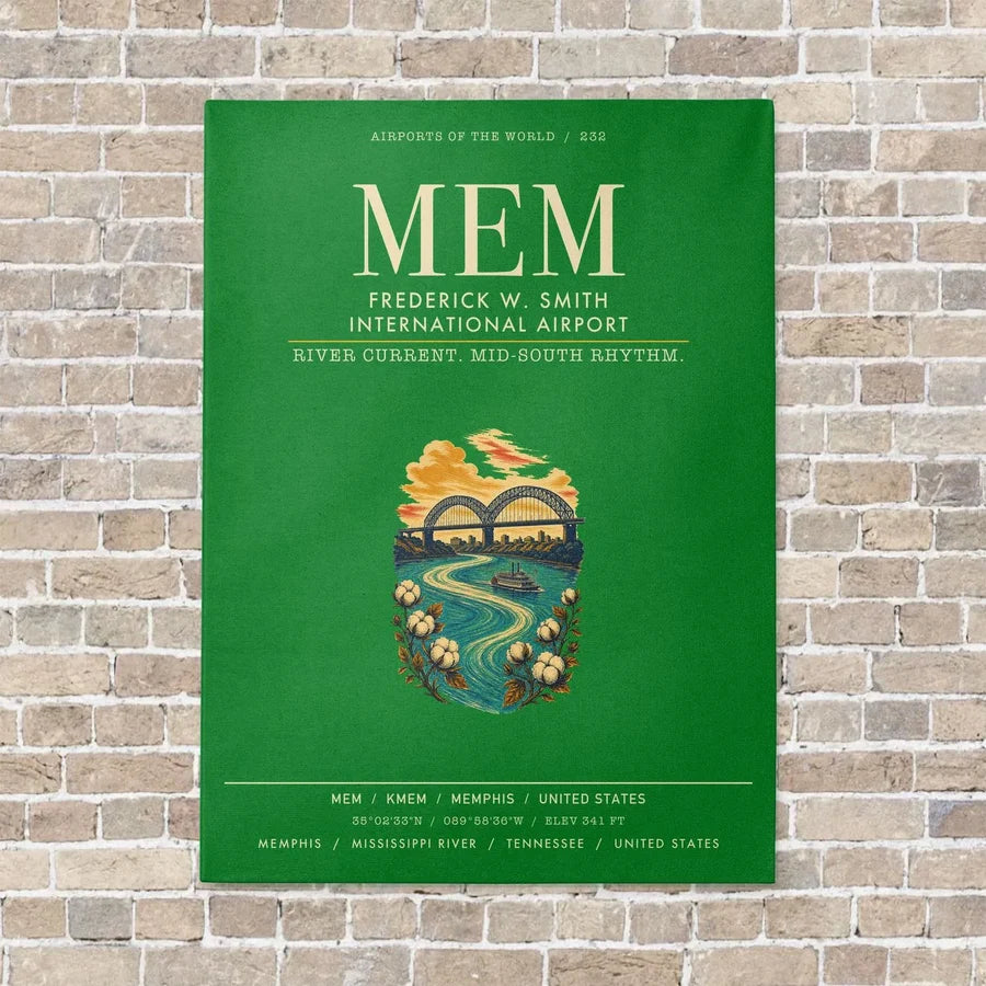 Frederick W. Smith International Airport Memphis MEM vertical canvas print - no frame - green background