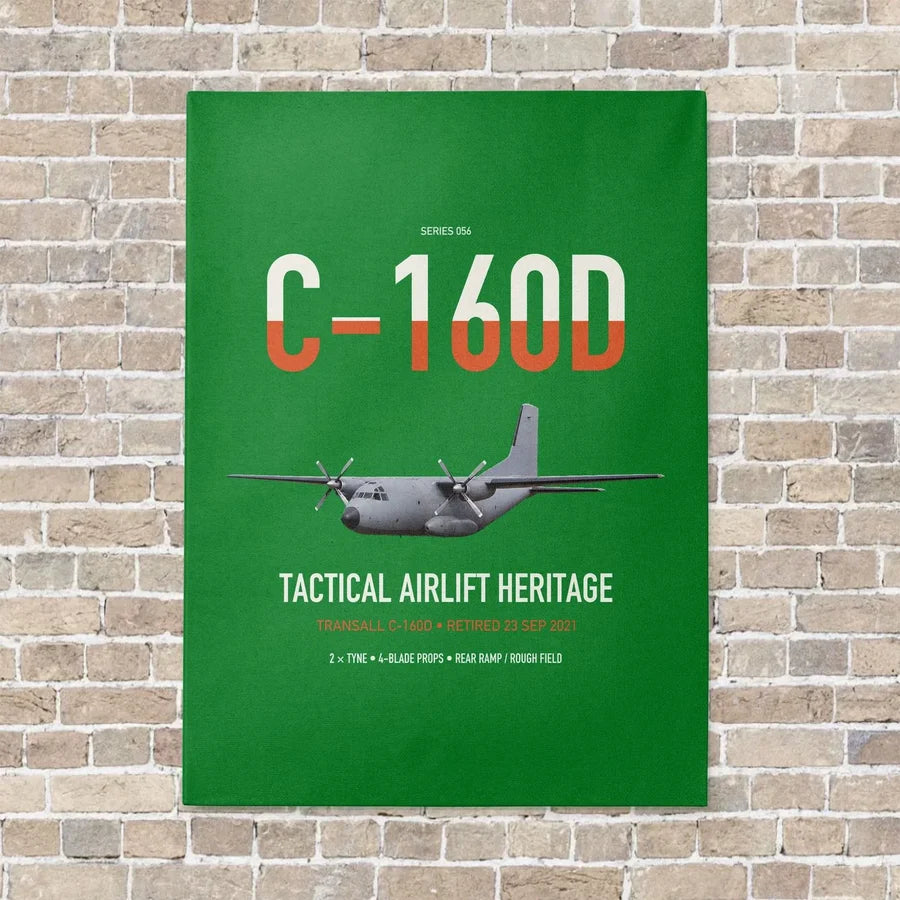 Transall C-160D vertical canvas print - no frame - green background