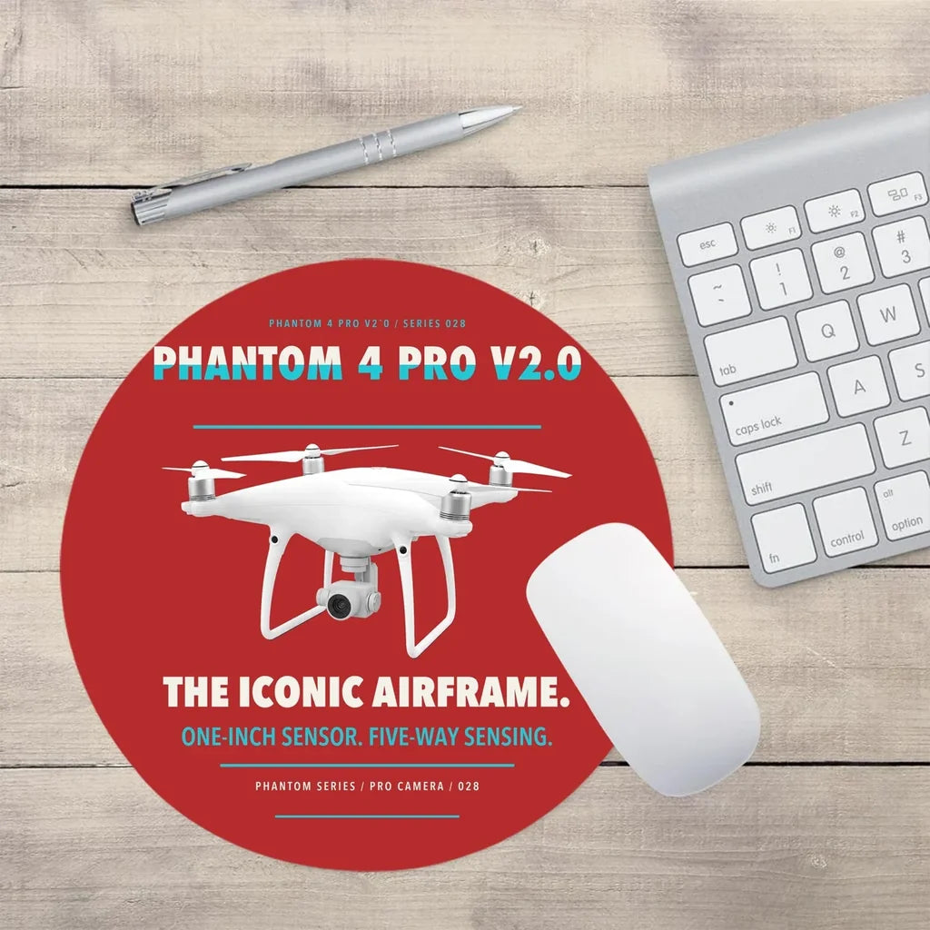 DJI Phantom 4 Pro V2.0 design on red round mouse pad