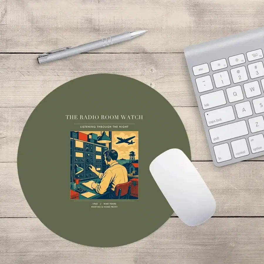 VINTAGE G4514 - The Radio Room Watch - Designed Mouse Pads design on greenarmy round