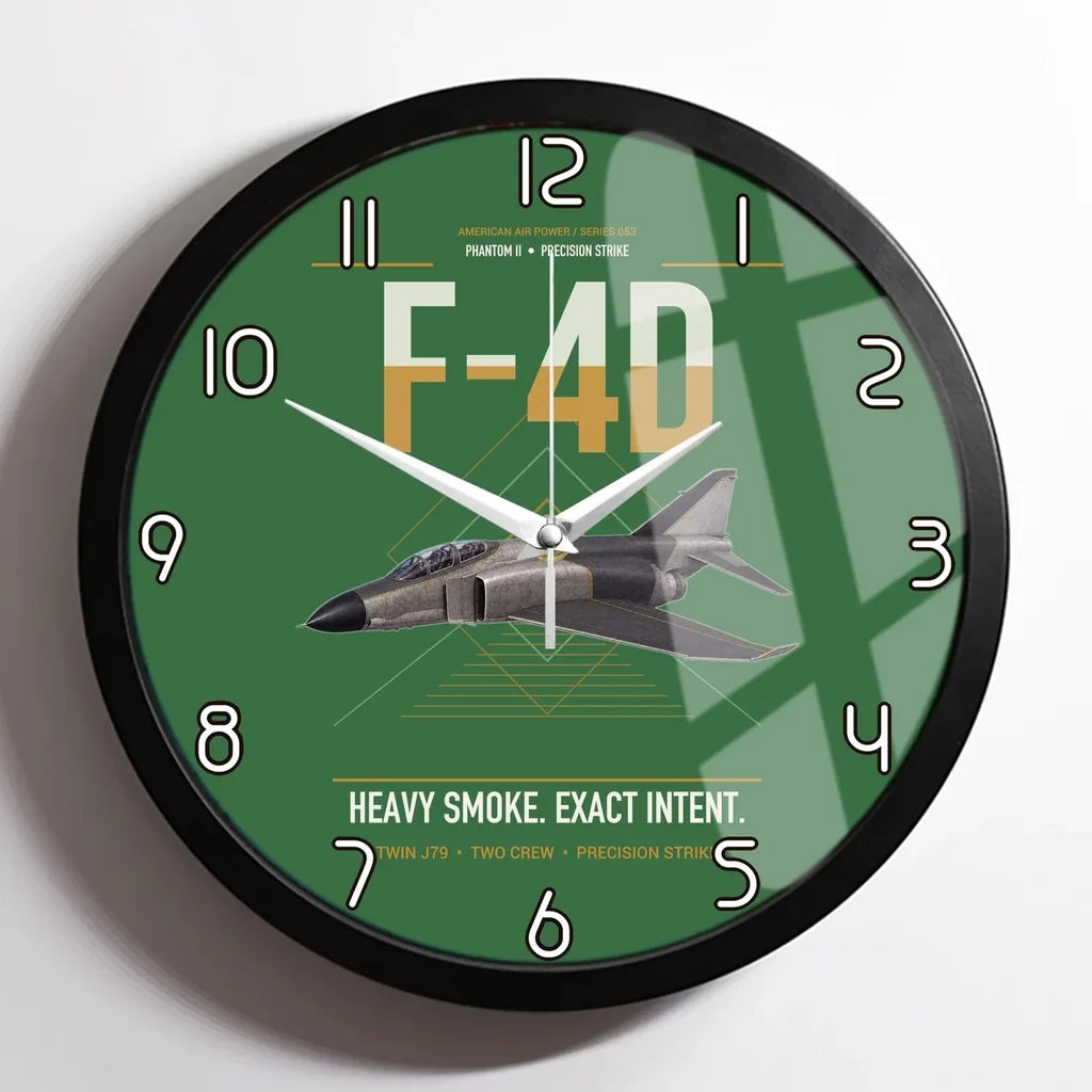 F-4D Phantom II design on green framed wall clock