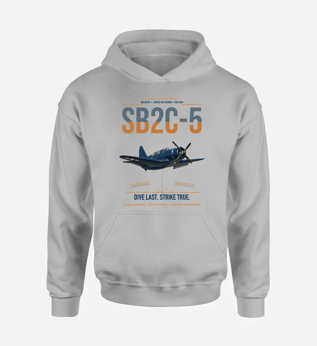 SB2C-5 Helldiver design on light gray double-side hoodie, single-side print