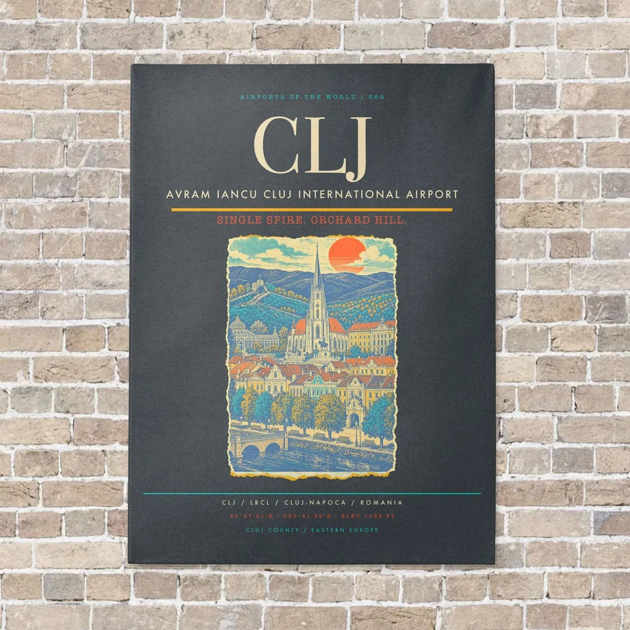 Avram Iancu Cluj International Airport CLJ - Canvas No Frame - Gray