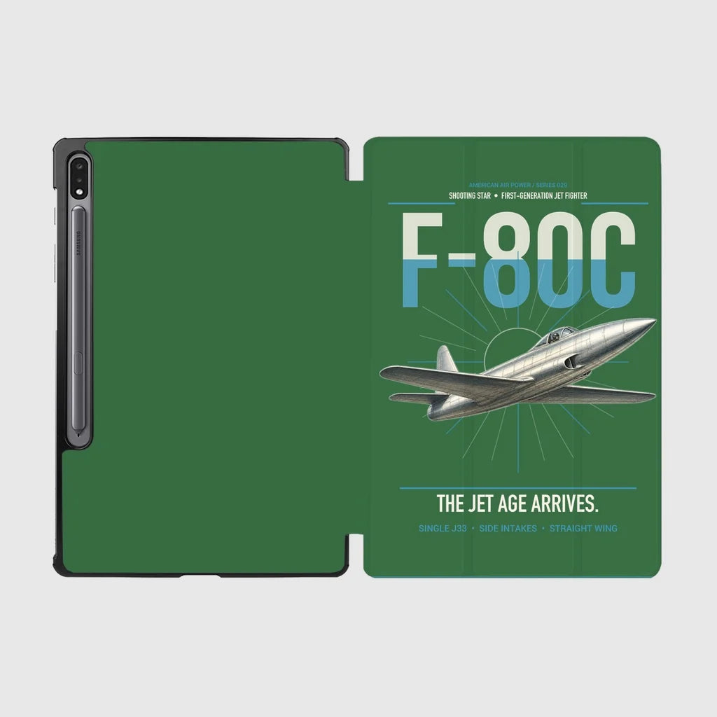 F-80C Shooting Star design on green samsung tablet tablet case