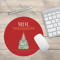 Thumbnail for Mandalay International Airport (MDL) design on red round mouse pad