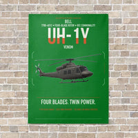 Thumbnail for Bell UH-1Y Venom vertical canvas print - no frame - green background
