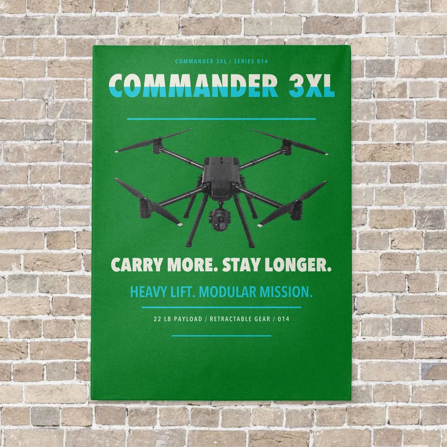 Draganfly Commander 3XL vertical canvas print - no frame - green background