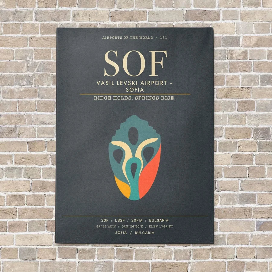 Vasil Levski Airport Sofia SOF - Canvas Framed - Gray