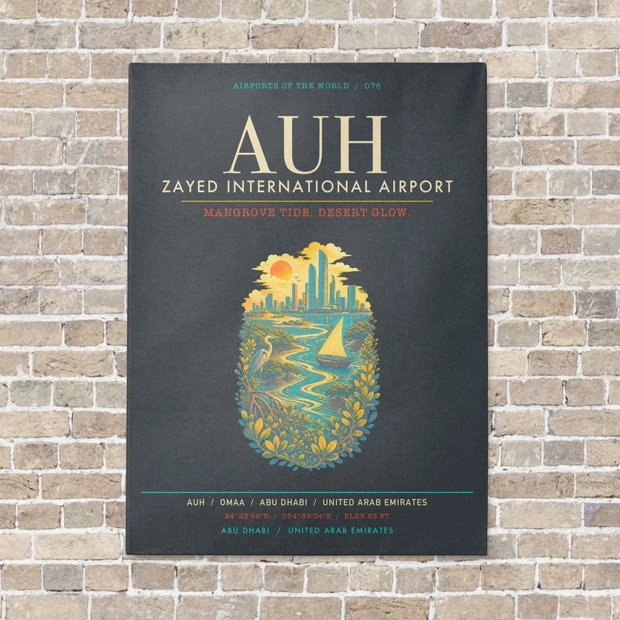 Zayed International Airport Abu Dhabi AUH - Canvas Framed - Gray