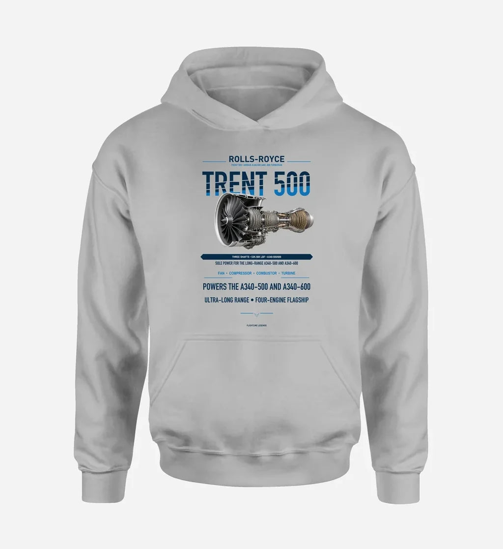 TRENT 500 design on light gray hoodie single side