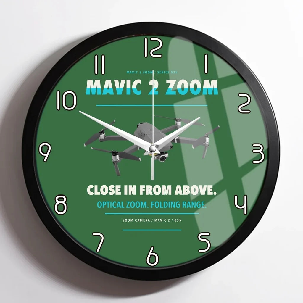 DJI Mavic 2 Zoom design on green framed wall clock