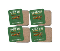 Thumbnail for SPAD XIII design on green 4 pieces set coaster