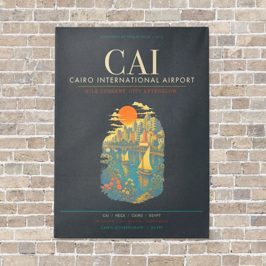 Cairo International Airport CAI - Canvas Framed - Gray