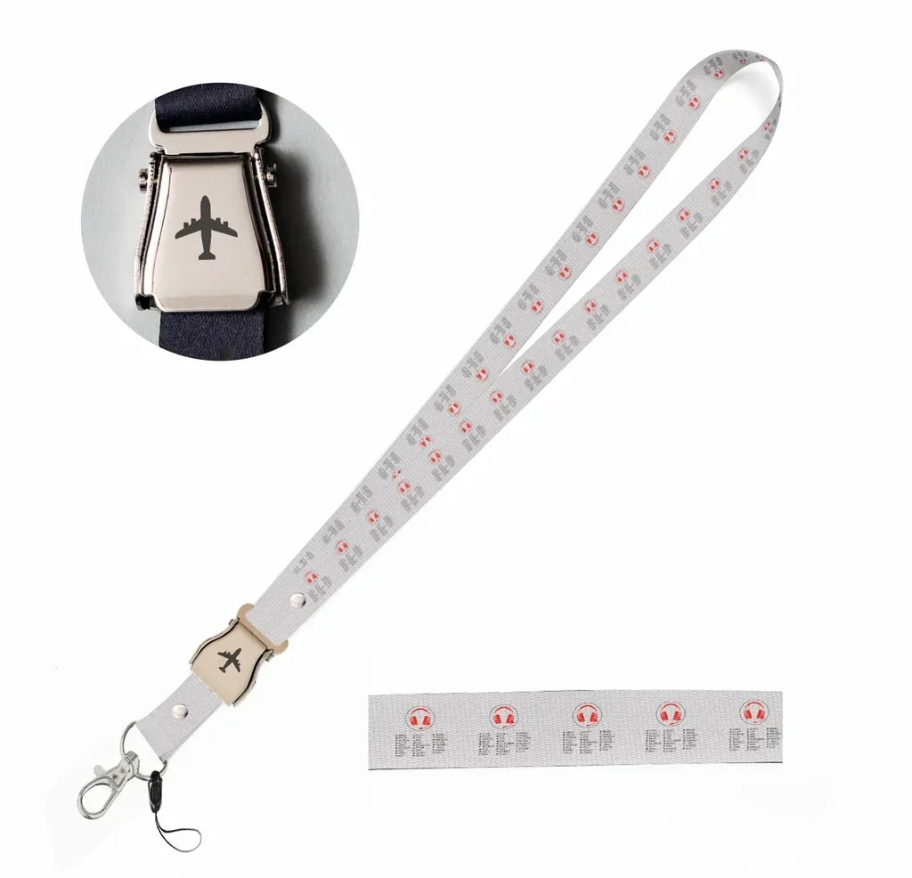 Aviation Alphabet 3 seat belt lanyard - white