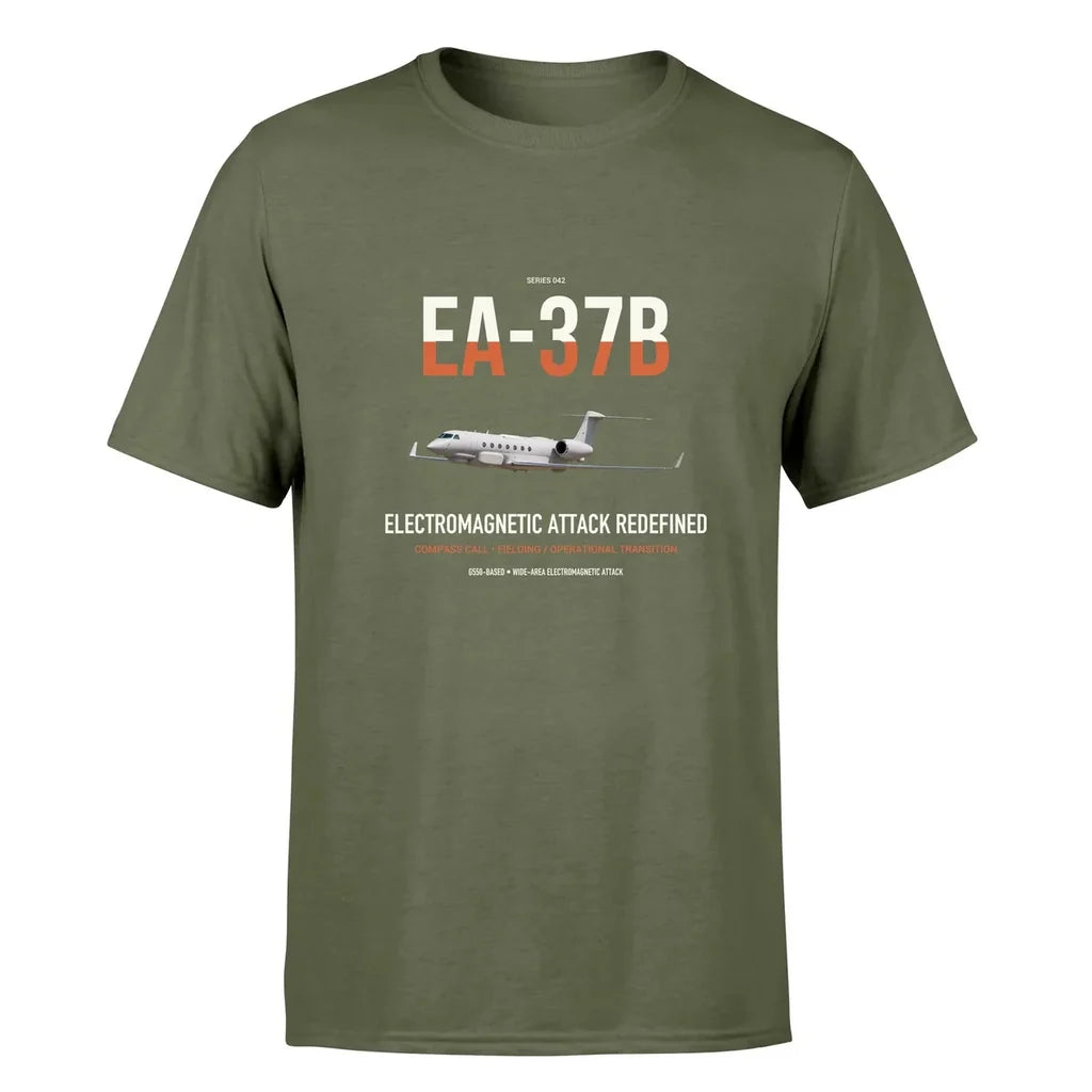 EA-37B Compass Call design on green army double-side t-shirt, single-side print