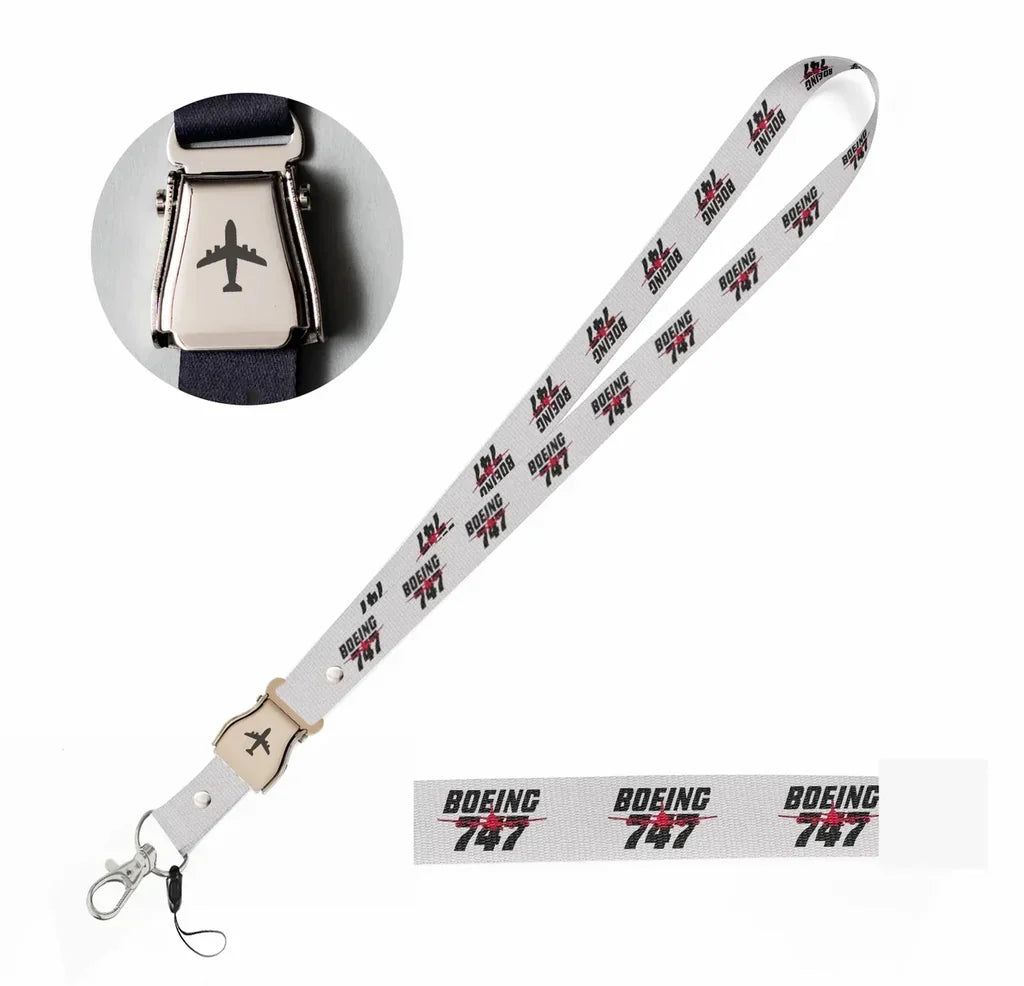 Amazing Boeing 747 seat belt lanyard - white