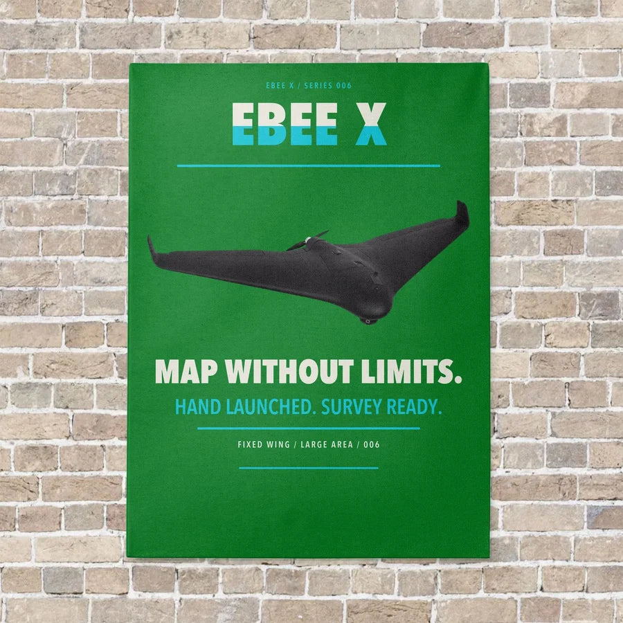 AgEagle eBee X vertical canvas print - no frame - green background
