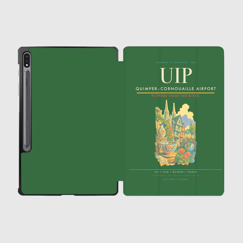 Quimper–Cornouaille Airport (UIP) design on green samsung tablet tablet case