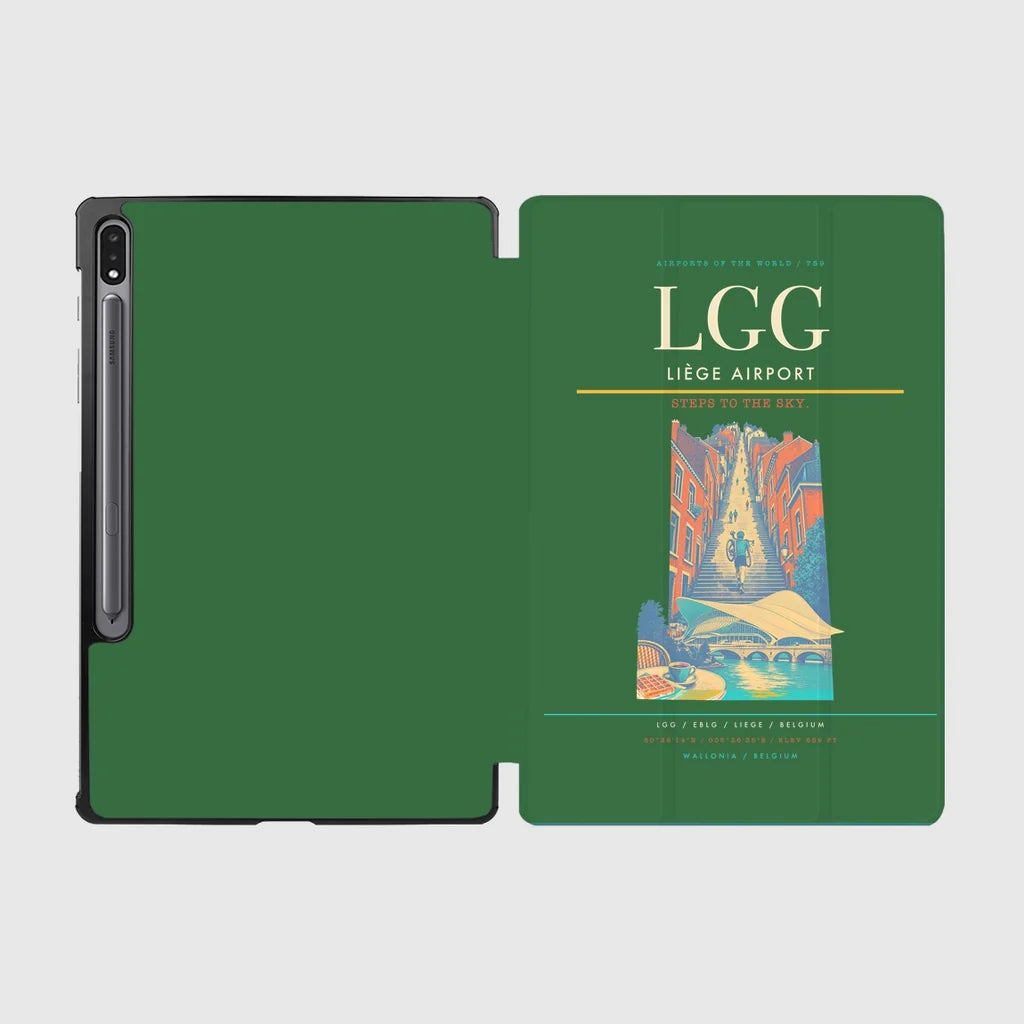 Liège Airport (LGG) design on green samsung tablet tablet case