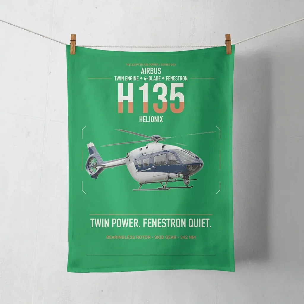Airbus H135 design on green towel