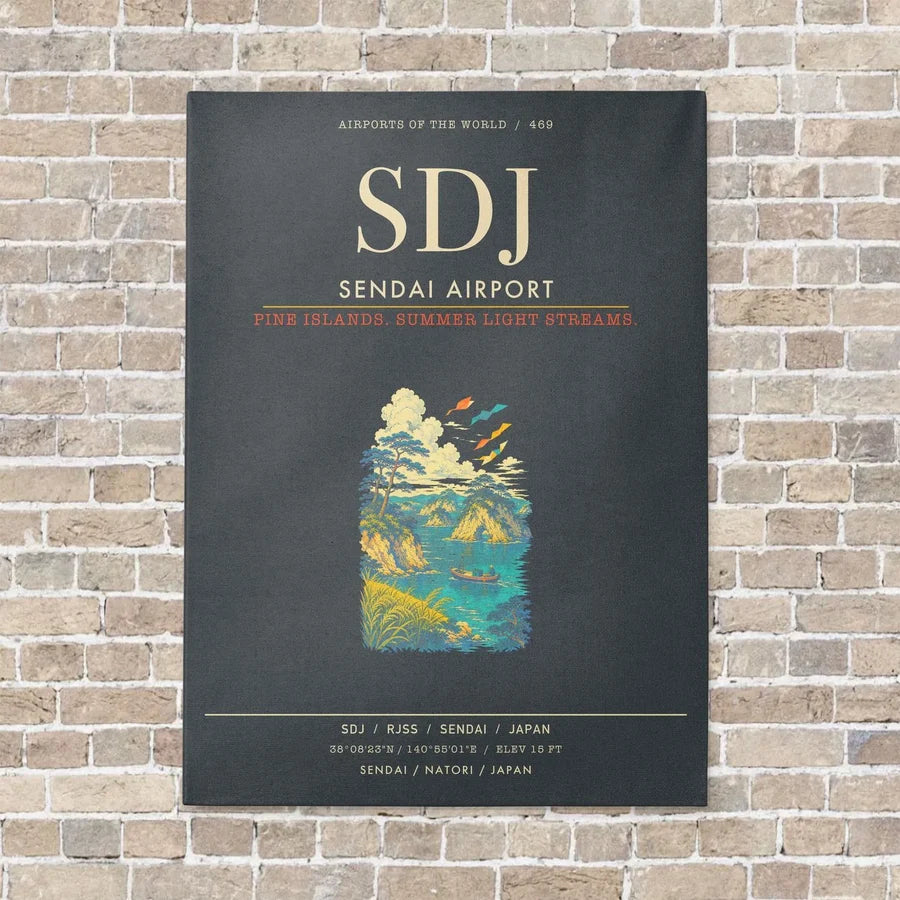 Sendai Airport SDJ - Canvas Framed - Gray