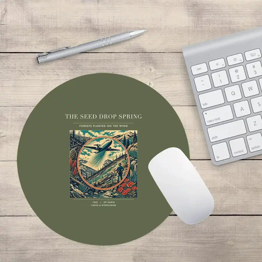VINTAGE G4490 - The Seed Drop Spring - Designed Mouse Pads design on greenarmy round