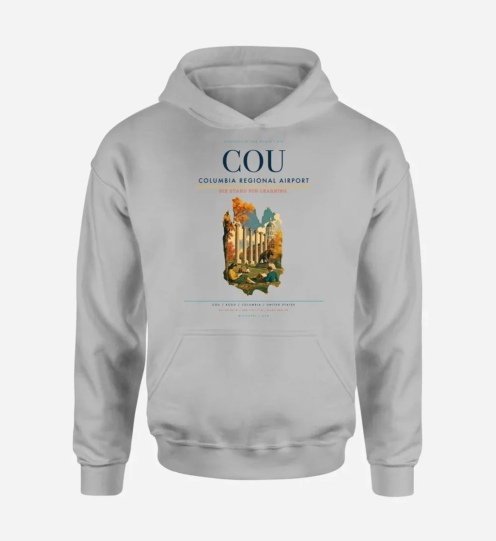 Columbia Regional Airport (COU) design on light gray hoodie single-side print
