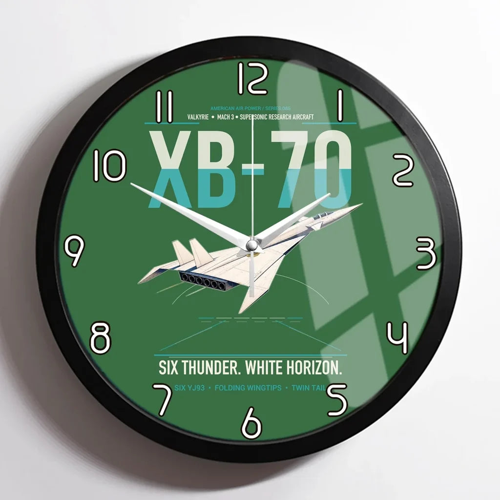 XB-70A Valkyrie design on green framed wall clock