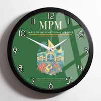 Thumbnail for Maputo International Airport (MPM) design on green framed wall clock