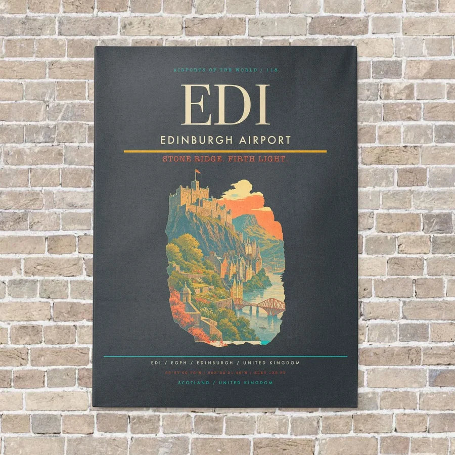 Edinburgh Airport EDI - Canvas Framed - Gray