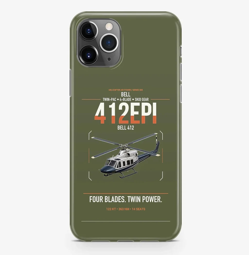 Bell 412EPI design on green army magsafe iphone case, for iPhone Pro Max