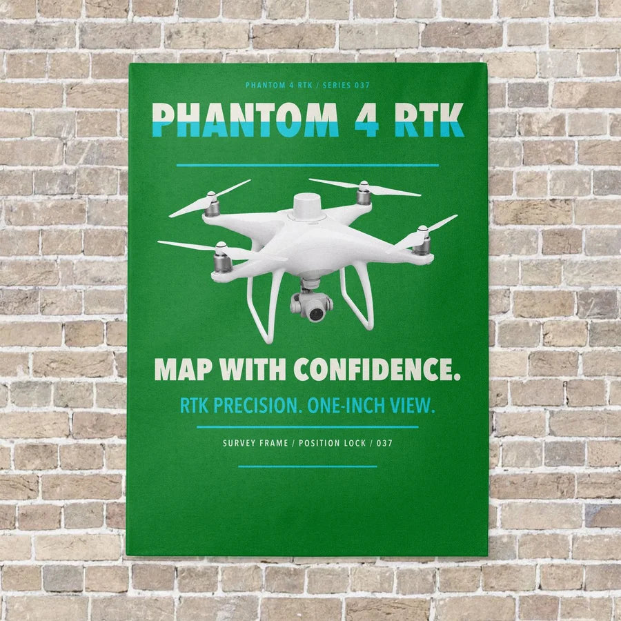 DJI Phantom 4 RTK vertical canvas print - no frame - green background