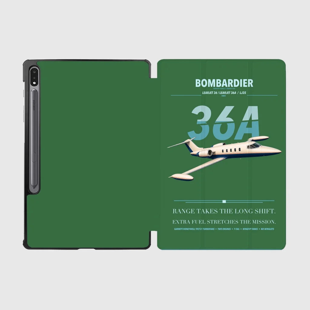 Bombardier Learjet 36A design on green samsung tablet tablet case