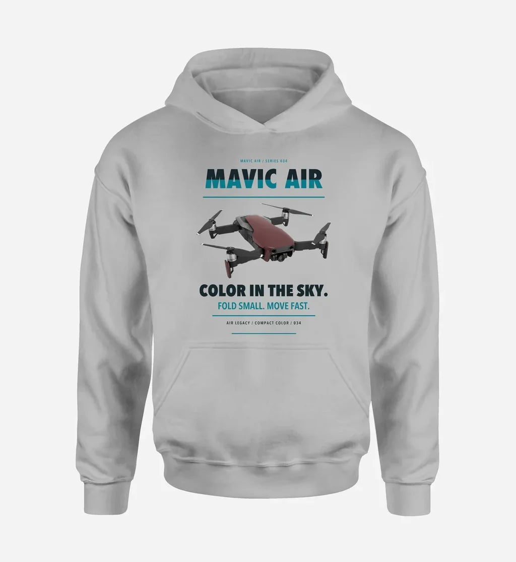 DJI Mavic Air design on light gray hoodie single side