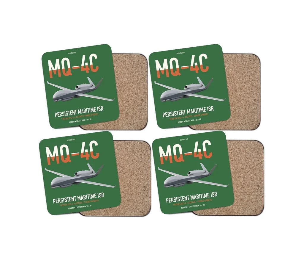MQ-4C Triton IFC-4 design on green 4 pieces set coaster