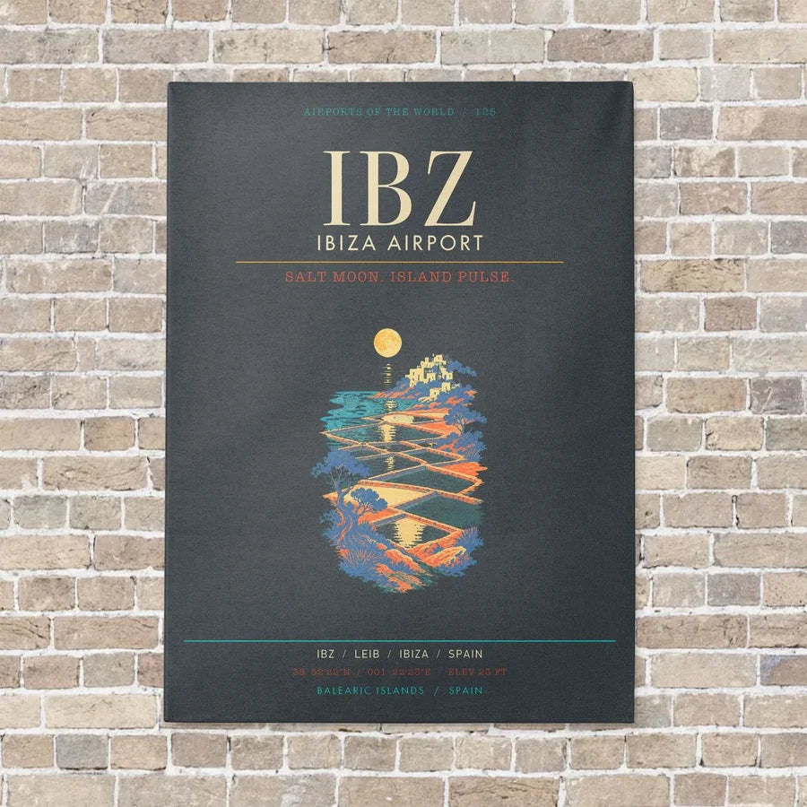 Ibiza Airport IBZ - Canvas Framed - Gray