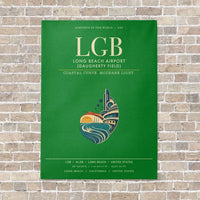 Thumbnail for Long Beach Airport (Daugherty Field) LGB vertical canvas print - no frame - green background