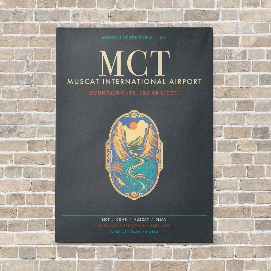 Muscat International Airport MCT - Canvas Framed - Gray