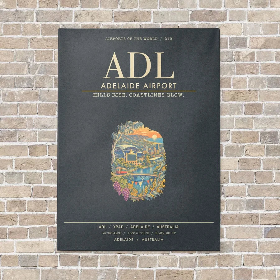 Adelaide Airport ADL - Canvas Framed - Gray