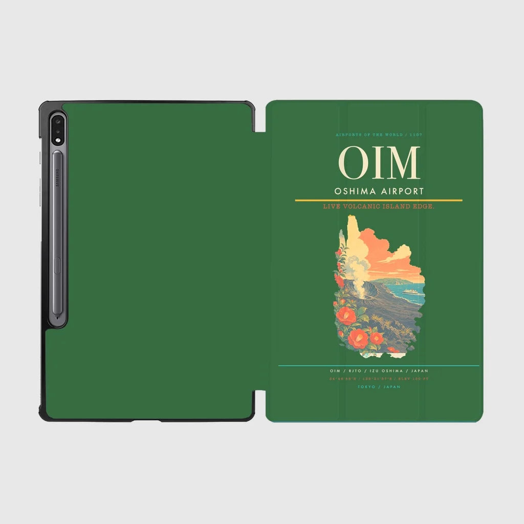 Oshima Airport (OIM) design on green samsung tablet tablet case