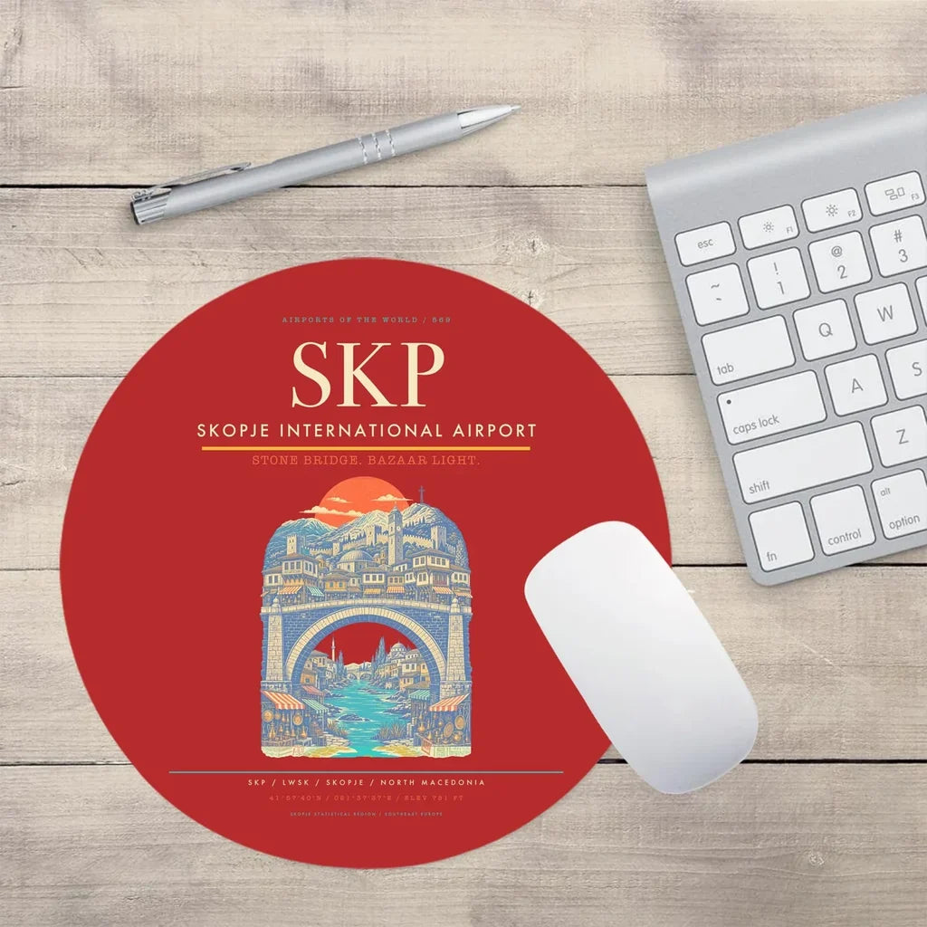 Skopje International Airport SKP Mouse-Pad Round - Red