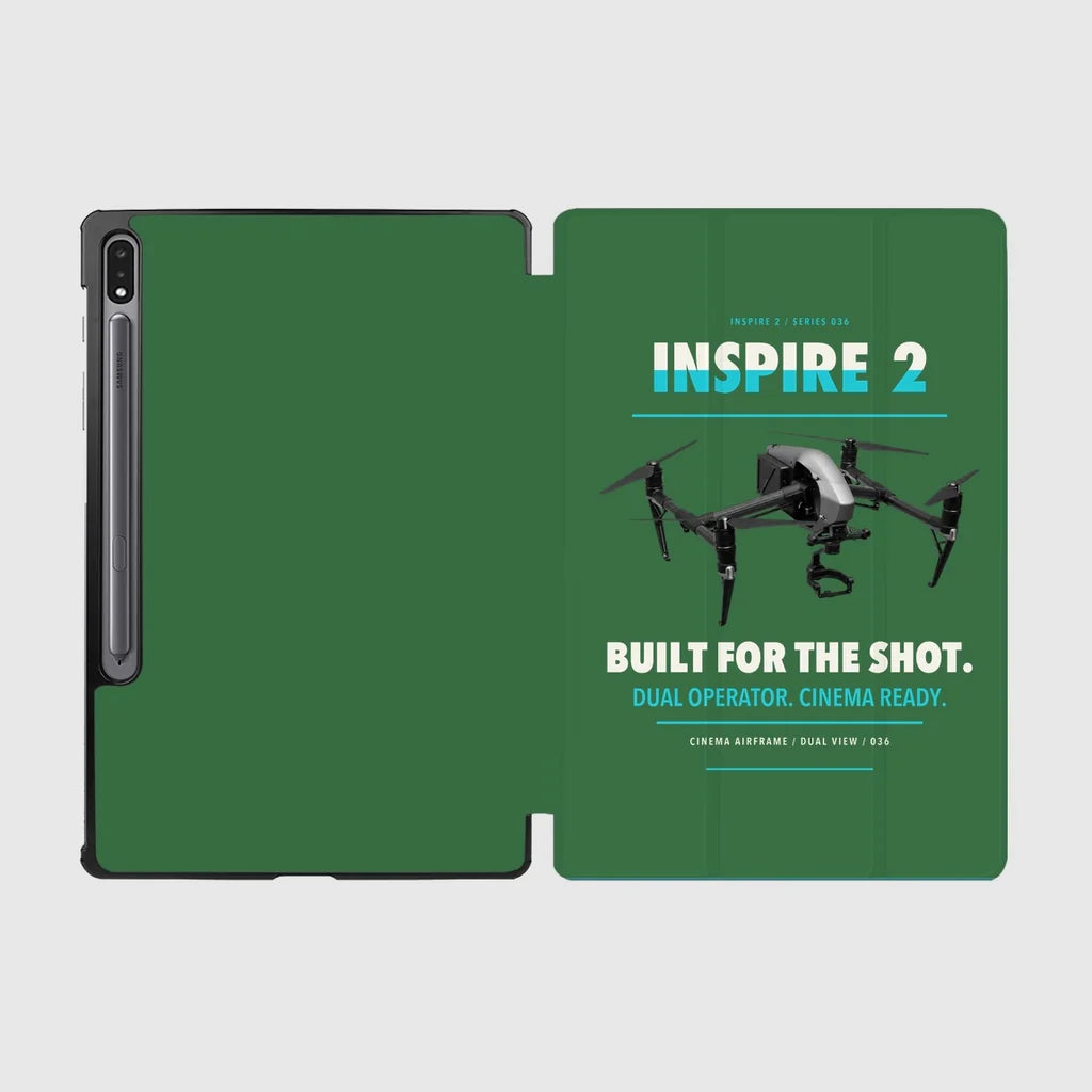 DJI Inspire 2 design on green samsung tablet tablet case