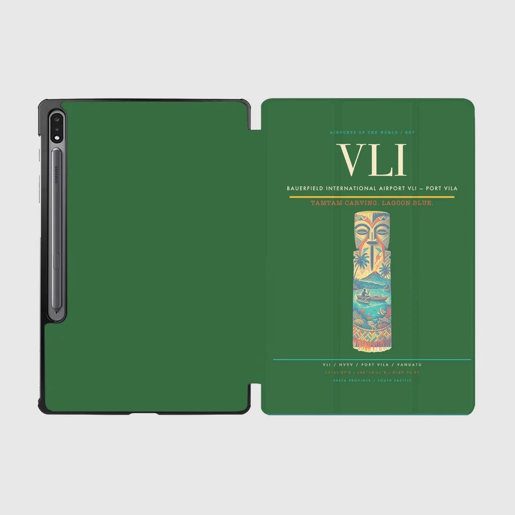 Bauerfield International Airport (VLI) design on green samsung tablet tablet case