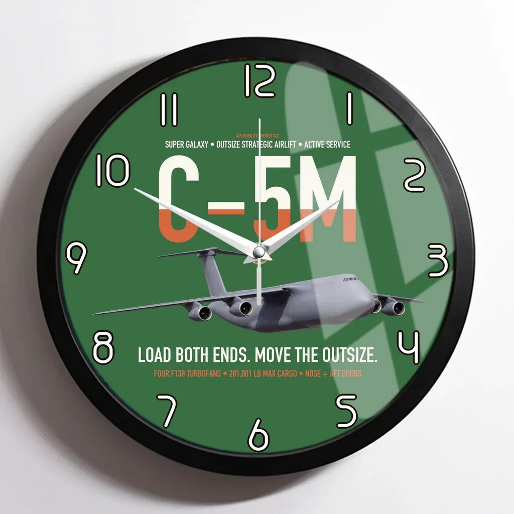 C-5M Super Galaxy design on green framed wall clock