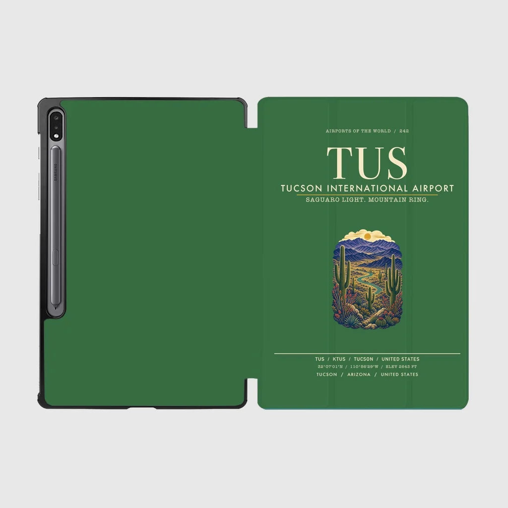 Tucson International Airport (TUS) design on green samsung tablet tablet case