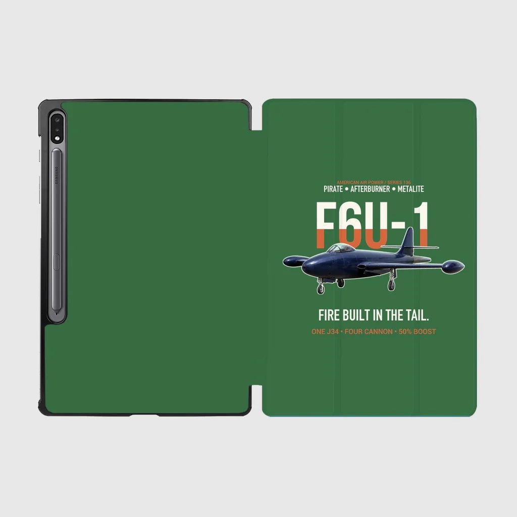 F6U-1 Pirate Fire Built in the Tail design on green samsung tablet tablet case
