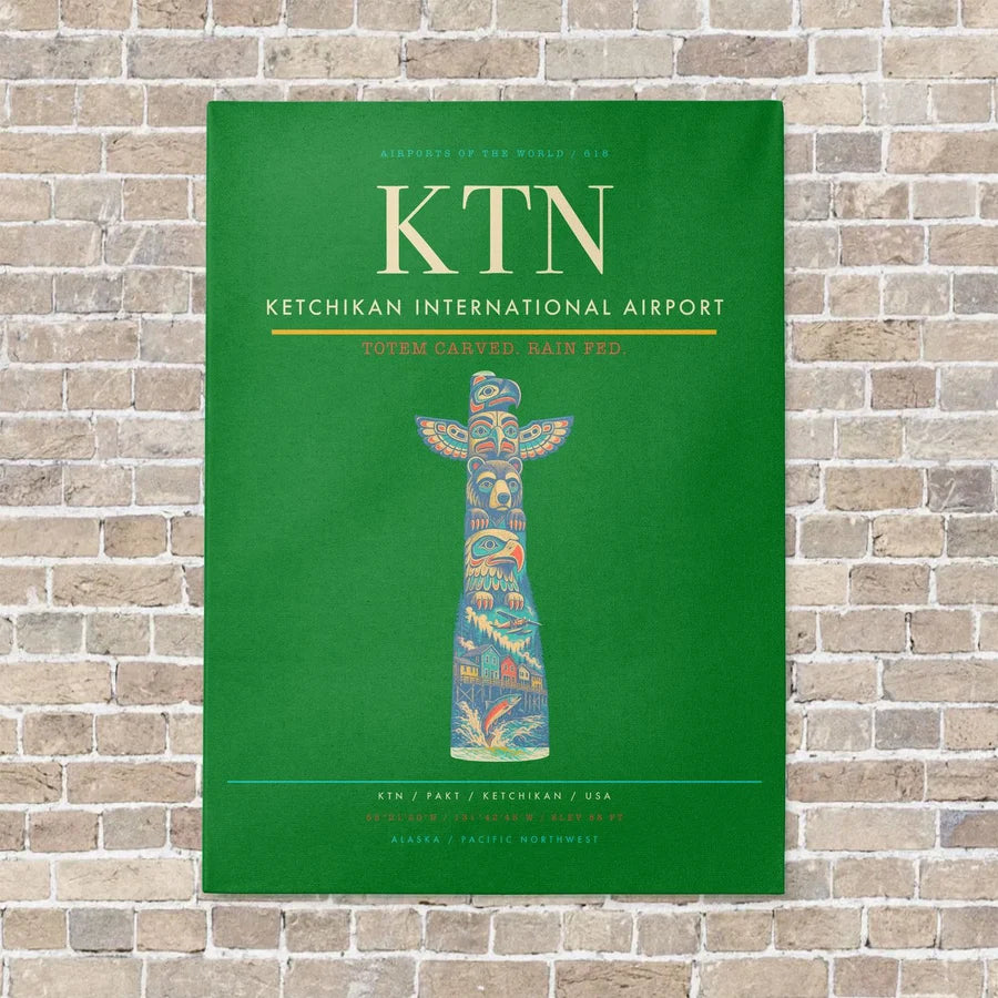 Ketchikan International Airport KTN vertical canvas print - no frame - green background